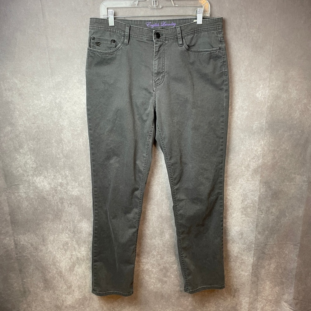 English Laundry Pants Mens 34 X 32 Jeans Gray Straight Leg Cotton Stretch Casual